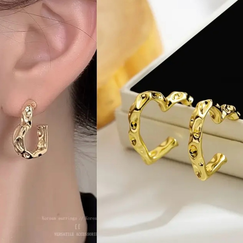 Gold Heart Shaped Earrings